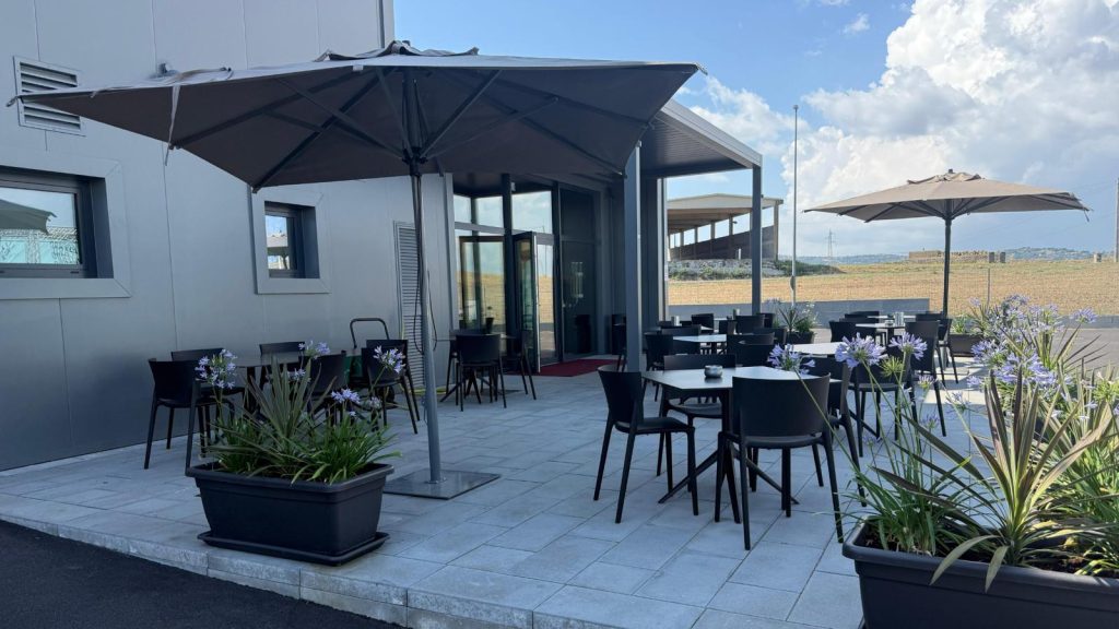 Prestige White Garden Parasol. Outdoor Design